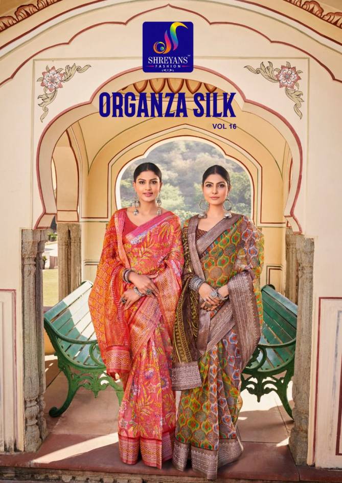 Shreyans Organza Silk 16 Ethnic Wear Wholesale Organza Silk Sarees
